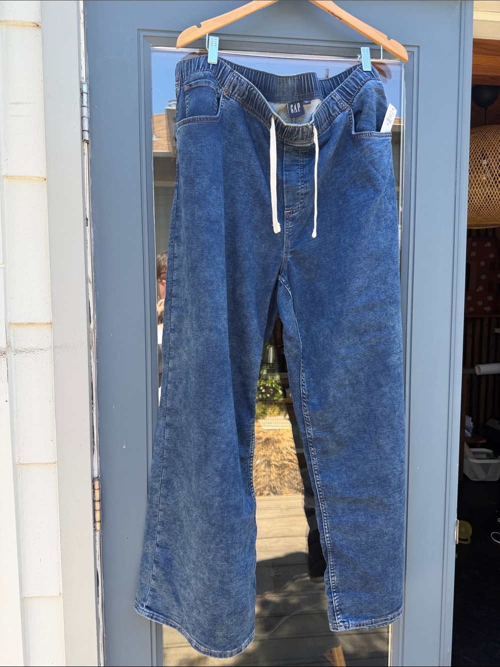 GAP Indigo Drawstring Wide-Leg Denim Pants